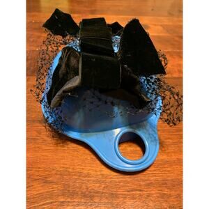 Vintage 1950's Black Velvet Bow Fascinator